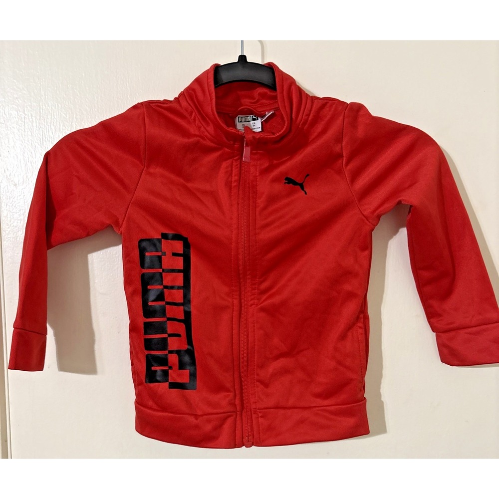 Boys Puma Lightweight Red Zip Up Jacket Size 3T Sporty Windbreaker